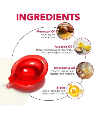 Hair Vitamin Serum Capsules - Moroccan Macadamia & Avocado Oils | Nourishing Hair Treatment No Rinse Conditioner - 60 Pcs - Buy Online on SooperMarket.com