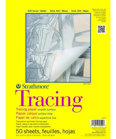Strathmore 300 Series Tracing Paper Pad, Tape Bound, 9x12 inches, 50 Sheets (25lb/41g) - Artist Paper for Adults and Students