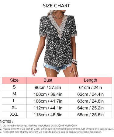 Naroote Womens Blouse Easy Matching Womens T Shirt Casual Lace Stitching Casual V-Neck for Beach XX-Large Black - Buy Online on SooperMarket.com