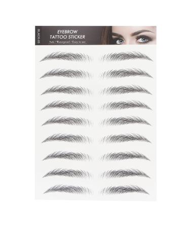 Eyebrow Tattoo Sticker  Hair-Like Authentic Eyebrows  Long Lasting Waterproof Natural False Eyebrows Makeup Sticker for Women Girls(BLACK-05)