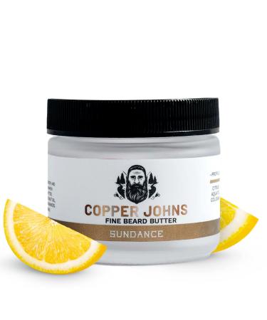Beard Butter for Men with Shea Butter Jojoba Oil & Sea Minerals Provides Moisture Softness Control & Sheen Sundance-Citrus Cologne Scent 2 oz