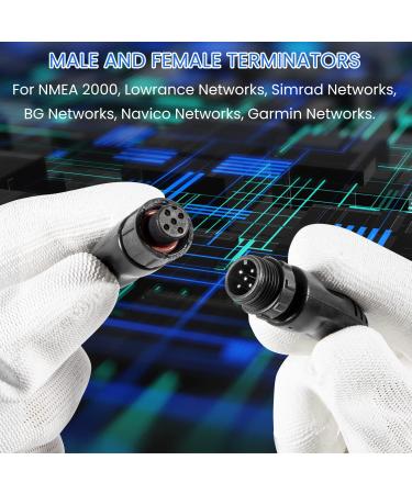 NMEA 2000 Male Female Terminators for Lowrance, Simrad, B&G, Navico, Garmin Networks - M12 5 Pin IP67F Waterproof - Buy Online on SooperMarket.com
