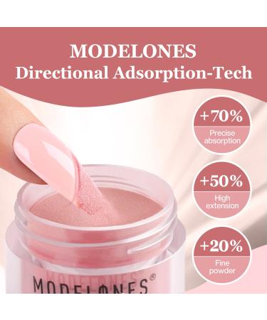 Modelones 10 Pcs Dip Powder Nail Kit Starter Set | Nude Pink Glitter Neutral Skin Colors | 15ml 2 in 1 Base & Top Coat Activator | Nail Art DIY Salon A1- Light Pink - Buy Online on SooperMarket.com