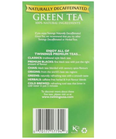 Twinings Decaf Green Tea - 20 Count | Premium Quality Herbal Tea - Buy Online on SooperMarket.com