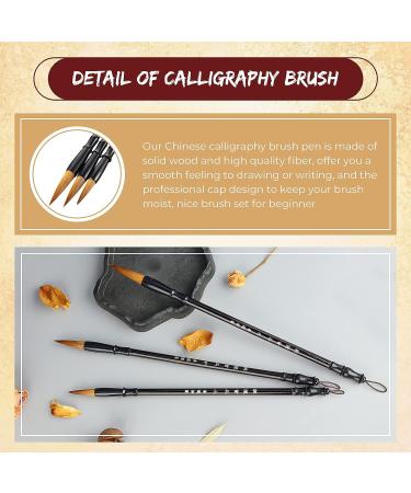 3 Pieces Traditional Chinese Calligraphy Brush Set for Beginner Watercolor Painting - Sumi Drawing Pens in 3 Sizes - Buy Online on SooperMarket.com