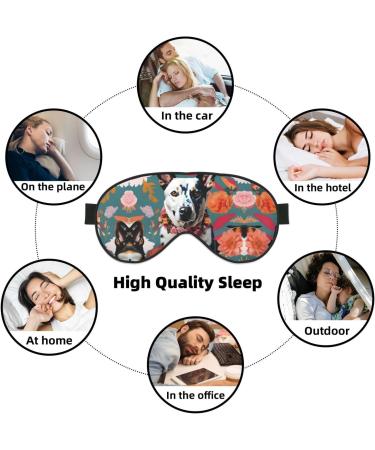 SSIMOO Cattle Dog Floral Print Double-Sided Eye Mask | Soft Light Blocking Sleep Mask for Enhanced Sleep Quality - International Shipping Available - Buy Online on SooperMarket.com