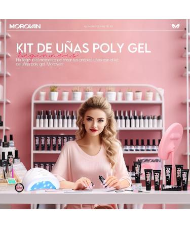 Morovan Poly Gel Starter Set - 8 Colors 48W UV/LED Lamp DIY Nail Kit for Home Use - Perfect Geln gel Poly Gel Extension Set for Women - Buy Online on SooperMarket.com