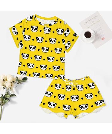 Cute Panda Bear Women's Pajama Set - Short Sleeve Lounge Shirt and Shorts Sleepwear 4X-Large - Buy Online on SooperMarket.com