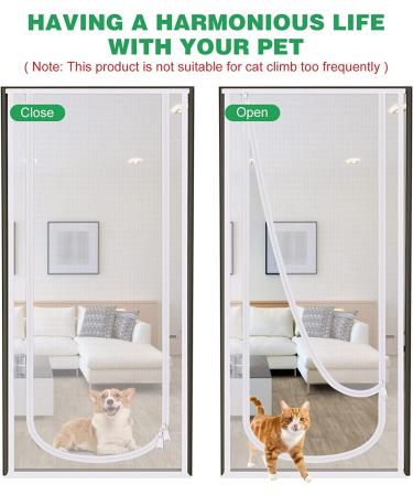 35.5X82 Reinforced Cat Screen Door - Heavy Duty Pets Proof with Bilateral Zipper for Home, Bedroom, Living Room, Kitchen Patio - Prevent Dogs & Cats from Escaping - Buy Online on SooperMarket.com