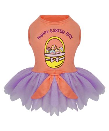 KYEESE Easter Day Dog Dress Dog Skirt with Tulle Doggie Sundress Puppy Dress for Small Dogs Clothes Small(Pack of 1) 4#Easter Day