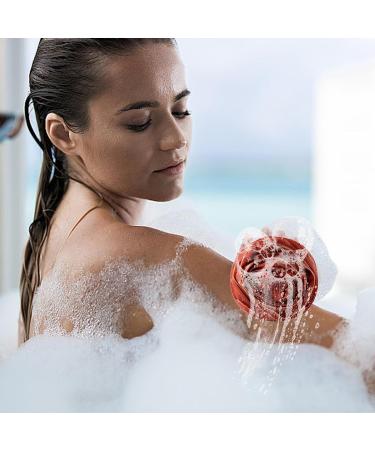 Shower Sponges for Body | Rose Multipurpose Bath Balls | Women & Men Skin Friendly Body Scrubber Soft Shower Balls with Lanyard for Home Red - Buy Online on SooperMarket.com