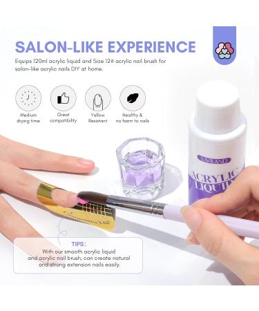 Saviland Monomer Acrylic Nail Liquid 4.06 oz - Non-Yellowing EMA Monomer with #12 Brush | Perfect for Beginners & Professionals | DIY Acrylic Nail Extensions - Buy Online on SooperMarket.com