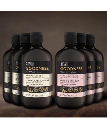 Baylis & Harding Goodness Bath Soak Bundle - 6 x 500ml Lemongrass & Ginger + Rose & Geranium - Vegan Friendly - Buy Online on SooperMarket.com