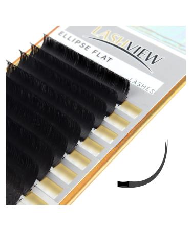LashView eyelash extension single eyelashes 0.20mm D curl mix tray ellipse flat wrong super eyelashes soft application -friendly eyelash 0.20 d flat 1 piece (1 Pack)