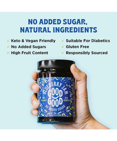 GOOD GOOD Sweet Blueberry Jam - Keto Friendly - Low Calorie Without Added Sugars - Vegan - Gluten Free - Preserves - 330g x4 - Buy Online on SooperMarket.com