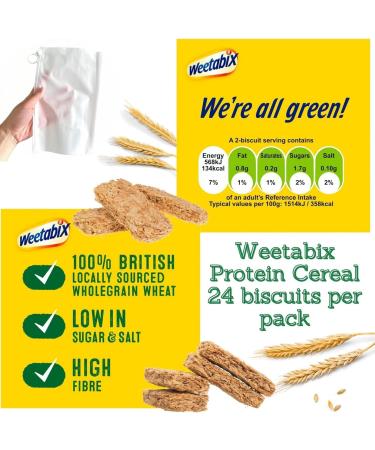 Protein Cereal Bundle with Weetabix Mini Protein Wheat Biscuits Crunch 24pk (Pack of 2) and 1 x Wishesla Portable Zipp Bag for Convenience Storage - Buy Online on SooperMarket.com