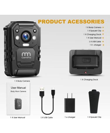CammPro I826 Pro 64G Police Body Camera 1440P HD | Waterproof Wearable Night Vision GPS | Audio Recording | Law Enforcement Body Worn Camera - Buy Online on SooperMarket.com