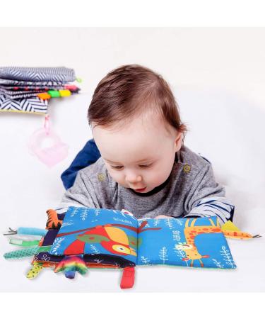 SOSPIRO Baby Cloth Book for Toddlers - Soft 3D Animal Tails Quiet Book | Safe Nontoxic Early Learning and Gifts for 0-3 Year Olds (Jungle) - Buy Online on SooperMarket.com