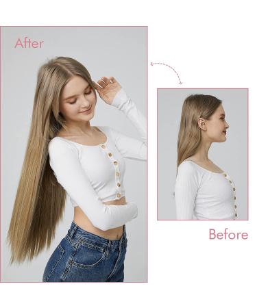 REECHO 24 Inch Invisible Wire Hair Extensions - Adjustable Transparent Headband, Removable Clips, White Blonde - Buy Online on SooperMarket.com