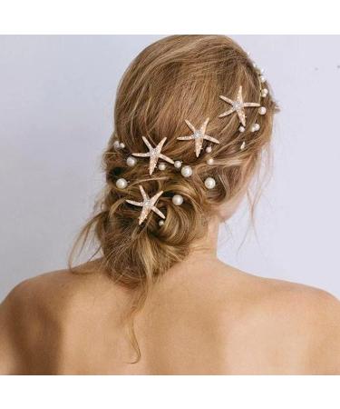 4 Starfish Hair Clips 2 Flower Hair Clips Wedding Accessories Diamond Hair Clips Elegant Non-Slip Hair Accessories for Girls Flower Girl - Buy Online on SooperMarket.com