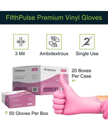Pink Vinyl Disposable Gloves Medium 50 Pack - Latex-Free, Powder-Free Medical Exam Gloves - 3 Mil Thickness - Ideal for Surgical, Home Cleaning, and Food Handling (Pack of 50) - Buy Online on SooperMarket.com