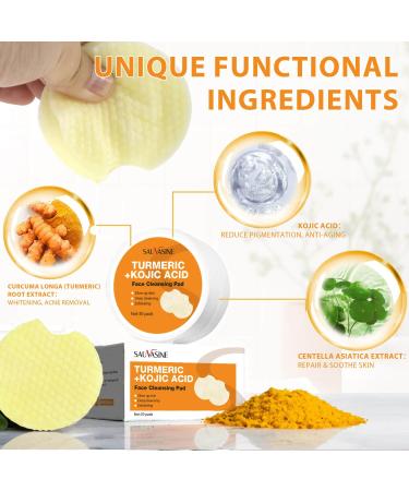 Turmeric Kojic Acid Cleansing Pads - 30pcs for Balanced Skin | Moisturizes & Nourishes | Leak-Proof Upgrade - Buy Online on SooperMarket.com