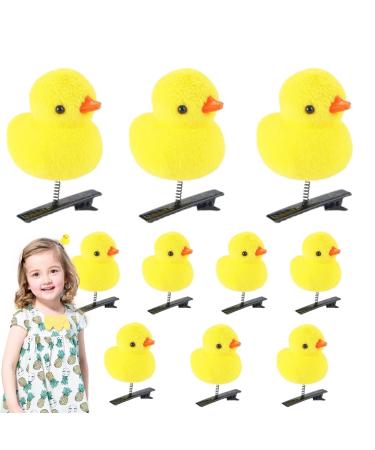 10 Duck Plush Hairpin Cute Yellow Duck Hair Clips Cartoon Duck Plush Hairpin Set - Soft Animal Hair Clips Hair Pins Fun Hair Accessories for Girls women Standard