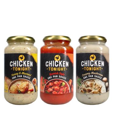 Chicken Tonight Cook in Sauce - 3 Flavour Variety Bundle - Honey and Mustard Creamy Mushroom Spanish Chicken (3 x 500g)