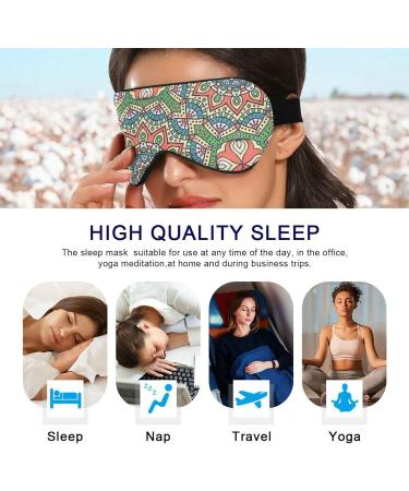Haskirky Light Blocking Eye Mask - Adjustable Unisex Travel Mask for Deep Sleep and Meditation - Mandala Pattern - Buy Online on SooperMarket.com