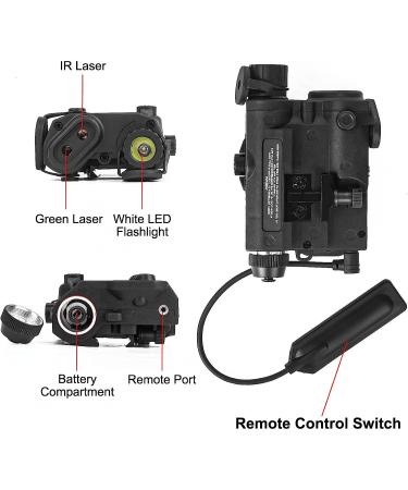 NOBUHIRO Airsoft PEQ 15 Laser Sights - IR Laser, Green Laser, White LED Flashlight - Tactical Pressure Switch - Black - Buy Online on SooperMarket.com