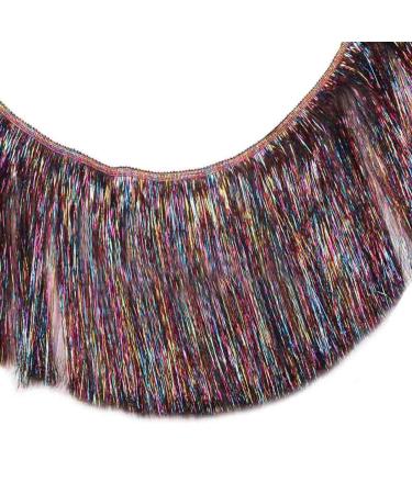 MIPPER 10 Yards 4 Inch Wide Metallic Fringe Trim DIY Latin Dance Dress Clothing Accessories Xmas Party Decor Shiny Tassel Lace (Multicolor)