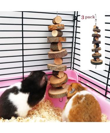 Myive k toy tools made of natural organic apple wood 3 pieces small animal snack toys suitable for rabbits guinea pigs hamsters chinchilla teeth grinders