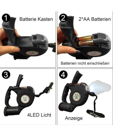 5m Dog Leash with LED Flashlight | 360 Tangle-Free Roller Leash for Dogs up to 25kg | Includes Bag Dispenser | International Shipping Available - Buy Online on SooperMarket.com