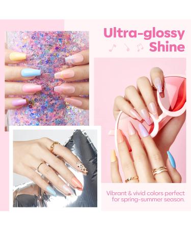 Modelones 21 Colors Gel Nail Polish Set - Spring/Summer Pastel, Solid, Glitter, Pudding Gel - Mother's Day Gift with Nail Art Brush - Buy Online on SooperMarket.com