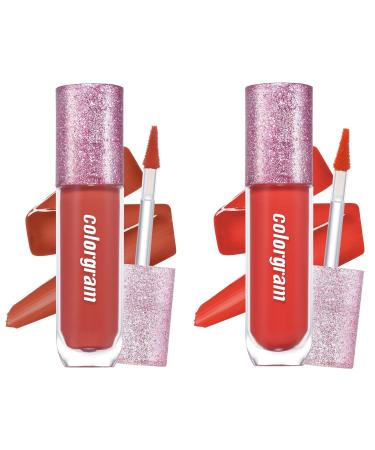 COLORGRAM Thunderbolt Tint Lacquer - 04 Daily Tok  06 Pretty Tok | with Argan Oil  High Pigment  Vivid Color  Long Lasting Moisturizing Lip Stain  Hydrating  Easily Buildable and Blendable  True K Beauty Makeup  (0.2 fl....