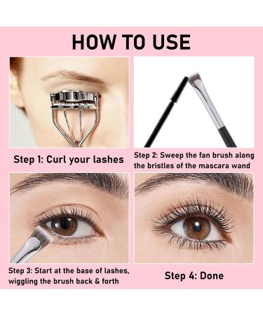 4PCS Mascara Fan Brush Set - Enhance Lower Lashes & Natural Lifted Effects | Smooth Apply No Clumping | Best Synthetic Fibre Lash Wand - Buy Online on SooperMarket.com