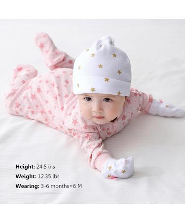 MAMIMAKA Baby Girls 6-9 Months Footed Pajamas - Hedgehog, Fox, Stars Design - Buy Online on SooperMarket.com