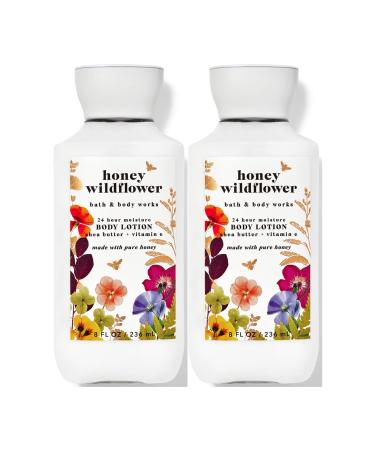 Bath and Body Works Honey Wildflower Super Smooth Body Lotion Sets Gift For Women 8 Oz -2 Pack (Honey Wildflower)