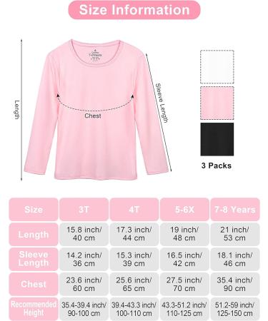 Cooraby 3 Pack Girls' Cotton Long Sleeve Thermal Tops with Lace - 4T Black White Light Pink - Buy Online on SooperMarket.com
