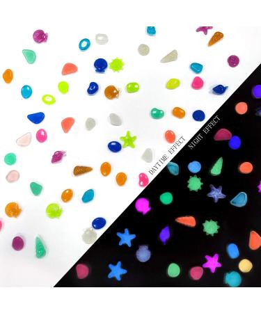 Yisscen Colorful Light Stones - 90 Bright Pebble Stones for Aquariums Children's Room D cor & Garden Walkways | Mixed Color Starfish & Shell Glow Stones - Buy Online on SooperMarket.com
