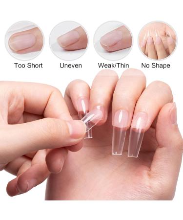 240pcs Short Almond & Square INPING Soft Gel Full Cover Nail Tips - French Acrylic Fake Nails for Manicure Salons - Pre-Shaped Mix Artificial Clear Gel Extensions with Box - Buy Online on SooperMarket.com
