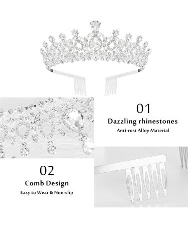 Makone Birthday Queen Sash & Tiara Set - Silver Rhinestone Tiara & Glitter Sash for Women and Girls - Buy Online on SooperMarket.com