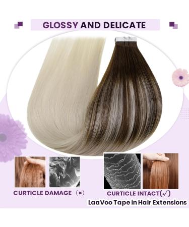 Buy Laavoo Real Hair Tape Extensions - Brown Ombre & Balayage 50g 20pcs 45cm - Premium Quality Remy Hair - Buy Online on SooperMarket.com