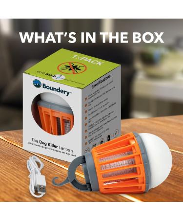 Boundery Bug Zapper Light Bulb - Fast Mosquito Elimination | USB Rechargeable IPX6 Waterproof LED Zapper | Portable with 4 Light Modes - Buy Online on SooperMarket.com