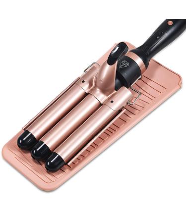 Large Heat Resistant Mat Professional Heat Mat Curling Iron Silicone Mat Silicone Heat Resistant Pad Pouch for Curling Wand Flat Iron Hair Tools Pink