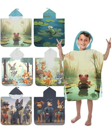 Aiorber Children's Bathing Poncho with Hood | 76x76cm Microfiber Towel | Ultra Soft & Absorbent Beach & Shower Towel | Perfect for Kids Ages 5-10 - Green Design - Buy Online on SooperMarket.com