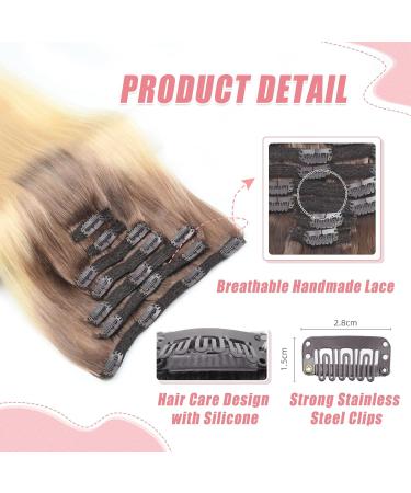 24 Seamless Human Hair Clip in Extensions - Natural Thick Straight Weft - 7 Pieces - T14/60+T14/60# - 100g - Women's Hair Extensions - Buy Online on SooperMarket.com