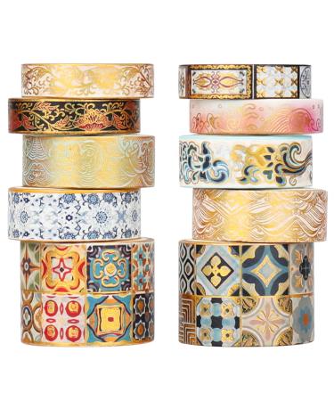 AEBORN Gold Vintage Washi Tape - Foil Washi Masking Tape Set with Gift Box - Aesthetic Decorative Tape Perfect for Bullet Journal, Scrapbook, DIY Crafts AGorgeous art