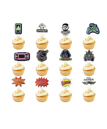 Cupcake Topper 24 pieces of video game party accessories guest gifts 12 styles cake attachments for birthday anniversary game motto party decoration topics for game elements