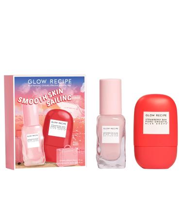 Glow Recipe Smooth Skin Sailing Skincare Set - Watermelon Glow Pink Juice Facial Moisturizer (25ml) + Silicone-Free BHA Strawberry Pore Minimizer Blurring Drops (30ml)